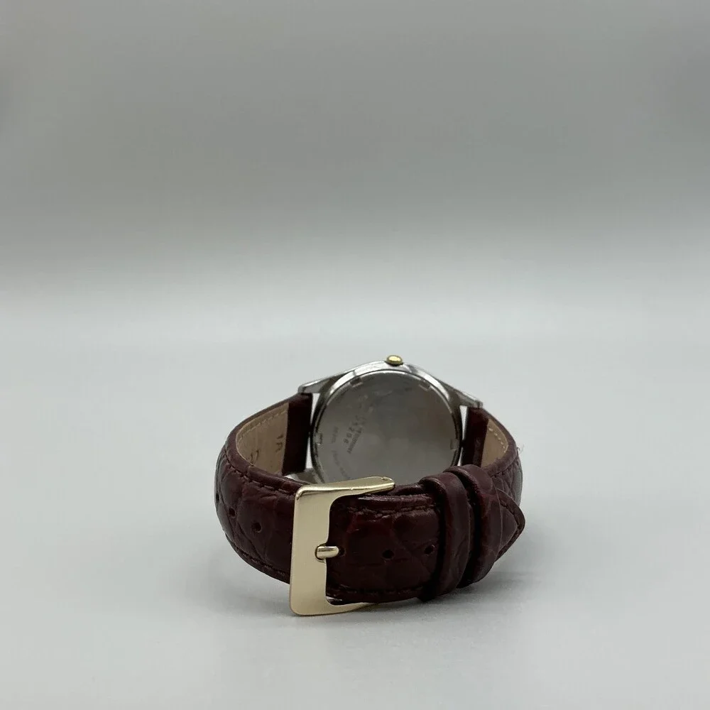 Vintage Seiko 7N43-8A39 Mens Watch 34mm Two Tone Leather Day Date New Battery